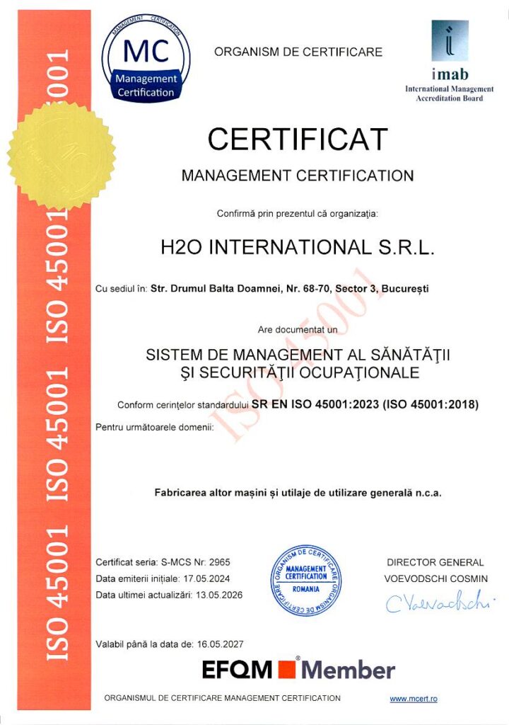 h2o international 45001