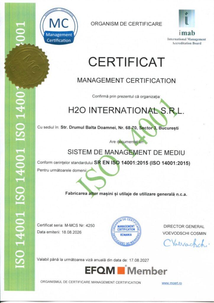 certificat 14001 h2o